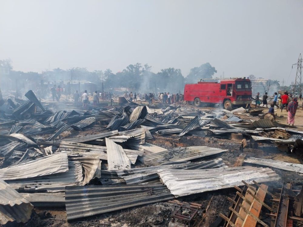 Wilted tin roofing sheets were what remained of a thatch residential block, which was razed by a fire at Burma Camp’s East Block in Dimapur on April 9. (Morung Photo)